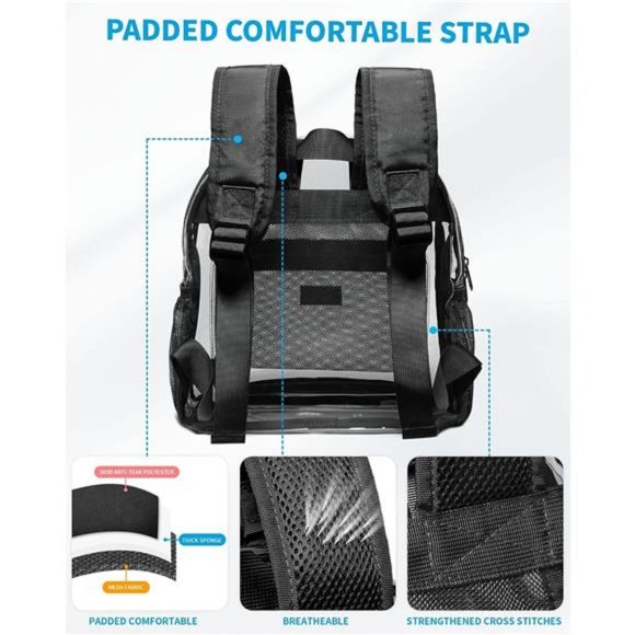 Clear Mini Backpack - Stadium Approved 12x12x6 Small Clear Backpack for Women - Picture 3 of 7